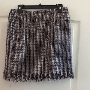 Chanel style skirt in a black, white & pink tweed